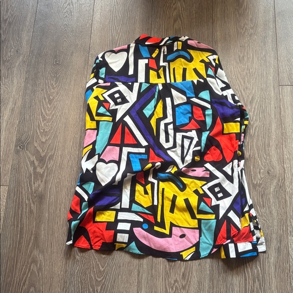 BIG DART Colorful Abstract Button-Up Shirt — Pink, Yellow, Blue, Black - Picture 4 of 5
